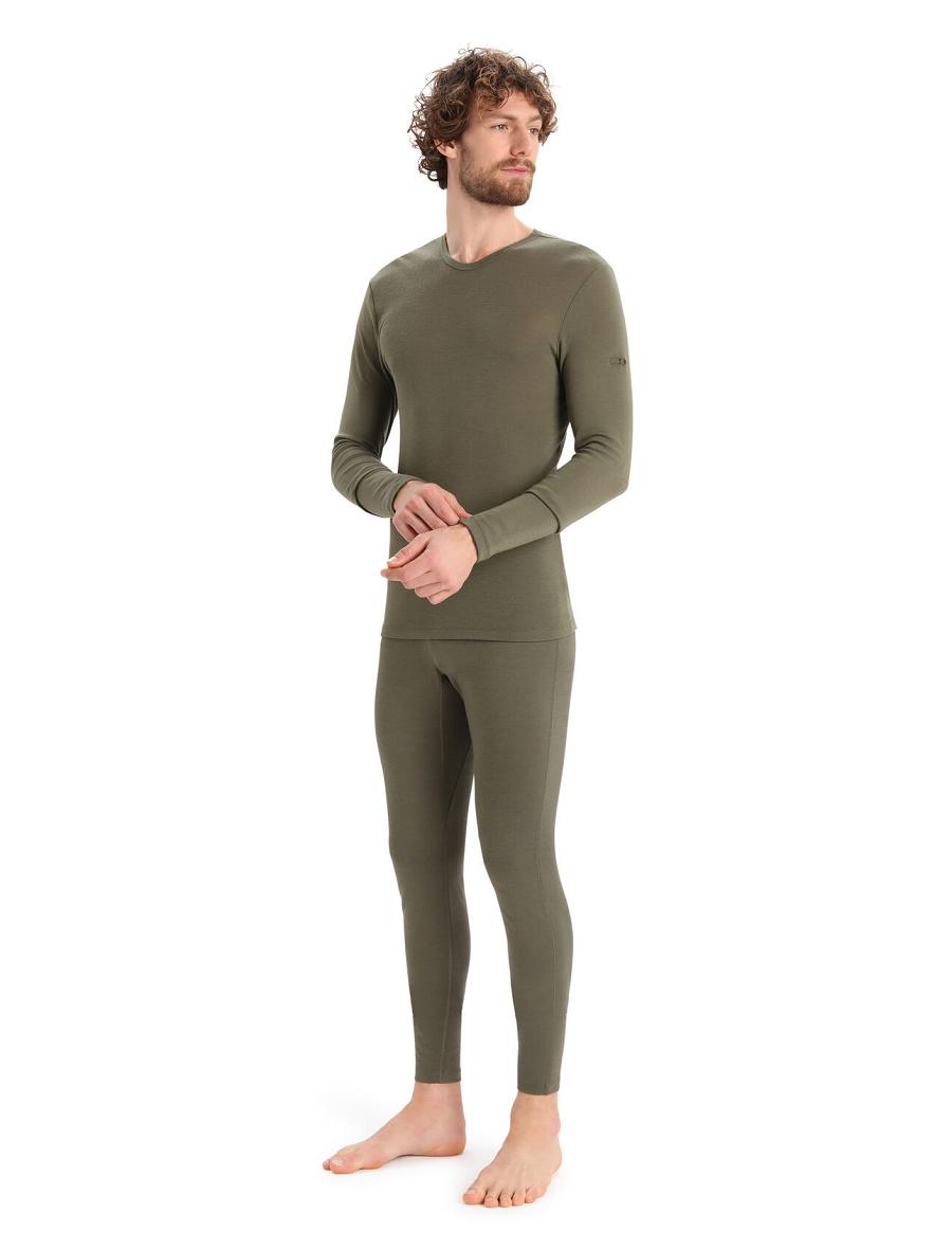 Icebreaker Merino 175 Everyday Long Sleeve Crewe Thermal Top Férfi Base Layers Olivazöld | HU 1374ZUTG